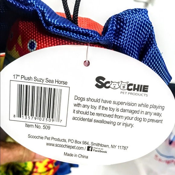 NWT Scoochie Pet 17” Plush Suzy Sea Horse Dog Toy - Picture 7 of 8
